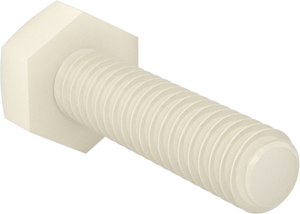 Seramik Altıgen Başlı Vida, 1/4"-20 Diş Boyutu, 1" Uzunluk
