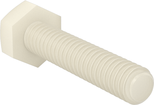 Seramik Altıgen Başlı Vida, 1/4"-20 Diş Boyutu, 1-1/4" Uzunluk
