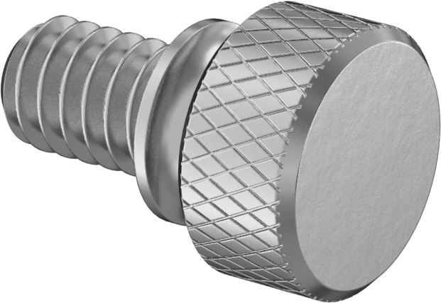 Alüminyum Genişletilmiş Yaka Tırtıllı Başlı Parmak Vidası, 1/4"-20 Diş Boyutu, 3/8" Uzunluk