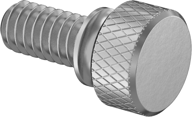 Alüminyum Genişletilmiş Yaka Tırtıllı Başlı Parmak Vidası, 1/4"-20 Diş Boyutu, 1/2" Uzunluk