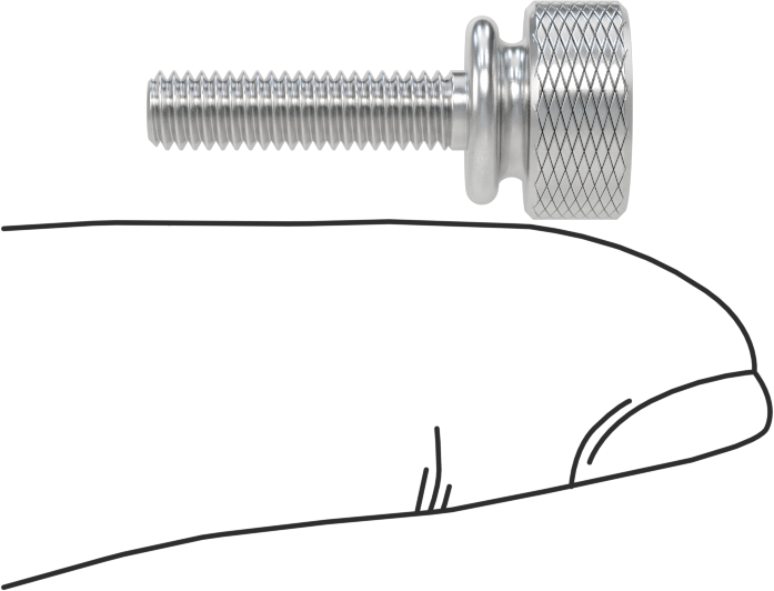 Alüminyum Genişletilmiş Yaka Tırtıllı Başlı Parmak Vidası, M4 x 0,7 mm Diş Boyutu, 16 mm Uzunluk