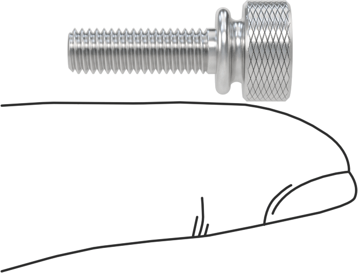 Alüminyum Genişletilmiş Yaka Tırtıllı Başlı Parmak Vidası, M5 x 0,8 mm Diş Boyutu, 16 mm Uzunluk