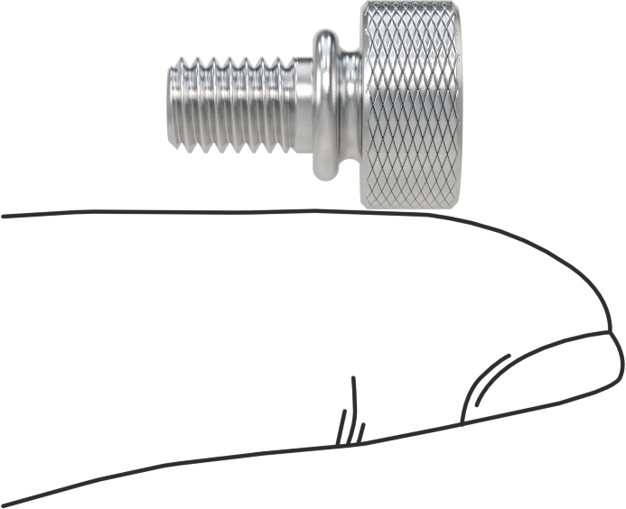 Alüminyum Genişletilmiş Yaka Tırtıllı Başlı Parmak Vidası, M6 x 1 mm Diş Boyutu, 9 mm Uzunluk