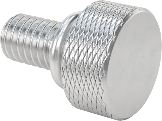 Alüminyum Genişletilmiş Yaka Tırtıllı Başlı Parmak Vidası, M6 x 1 mm Diş Boyutu, 9 mm Uzunluk
