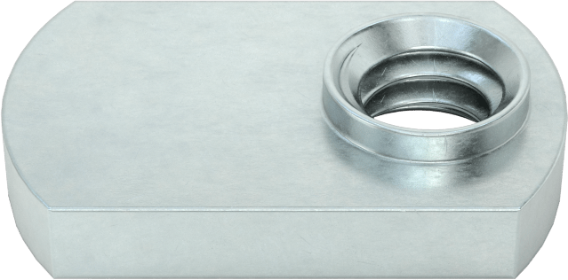 Çelik Ofset Silindirli Dar Tabanlı Kaynak Somunları, Çinko Kaplamalı, 1/4"-20 Diş Boyutu