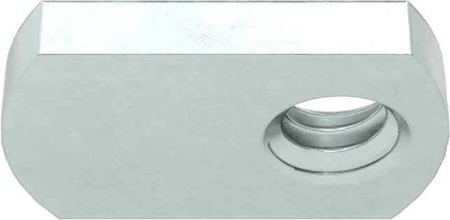 Çelik Ofset Silindirli Dar Tabanlı Kaynak Somunları, Çinko Kaplamalı, 1/4"-20 Diş Boyutu