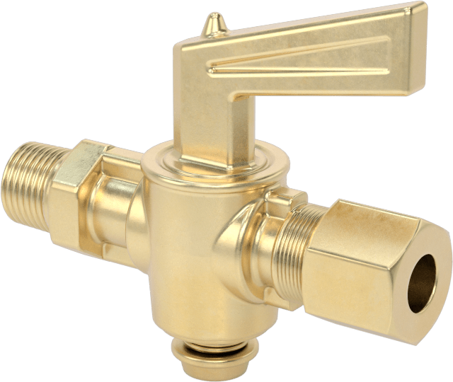 Sıkıştırma Bağlantı Parçalı Açma-Kapama Vanası, Kol Saplı Pirinç Gövde, 1/4" Boru Dış Çapı x 1/8 NPT Erkek