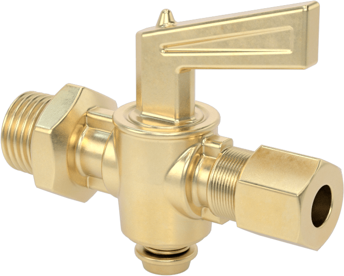 Sıkıştırma Bağlantı Parçalı Açma-Kapama Vanası, Kısa Saplı Pirinç Gövde, 1/4" Boru Dış Çapı x 1/4 NPT Erkek