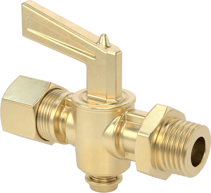 Sıkıştırma Bağlantı Parçalı Açma-Kapama Vanası, Kol Saplı Pirinç Gövde, 3/8" Boru Dış Çapı x 1/4 NPT Erkek