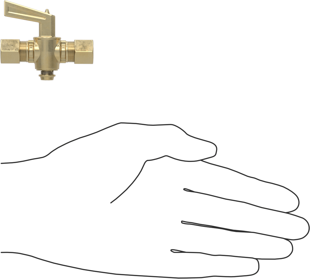 Sıkıştırma Bağlantı Parçalı Açma-Kapama Vanası, Kısa Kol Tutamaklı Pirinç Gövde, 5/16" Boru Dış Çapı için
