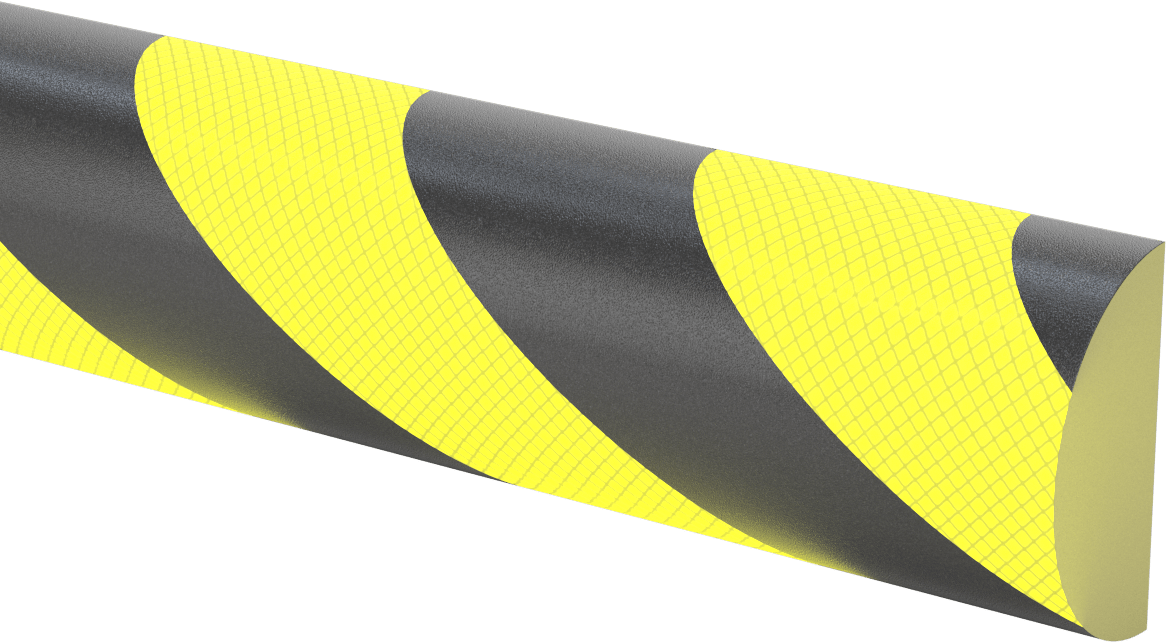 Yüksek Görünürlüklü Yüzey Koruyucu, Yapışkan arka yüz, 39“ Uzunluk x 2-3/4” Genişlik x 1-3/8" Kalınlık