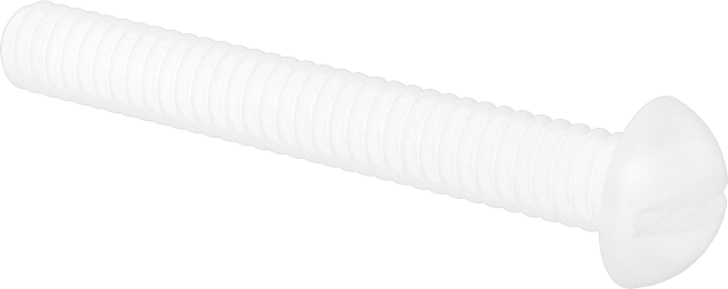 Naylon Dekoratif Yuvarlak Başlı Oluklu Vidalar, 10-24 Diş, 1-1/2" Uzunluk