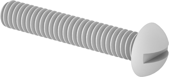 Naylon Dekoratif Yuvarlak Başlı Oluklu Vidalar, 1/4"-20 Diş, 1-1/2" Uzunluk