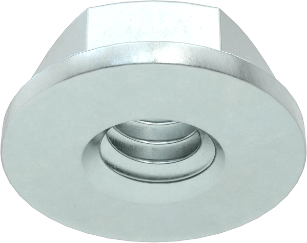 Çinko Kaplı Yüksek Mukavemetli Çelik Flanş Somunları, Sınıf 8, 1/4"-20 Diş Boyutu