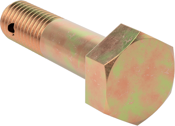 Kadmiyum Kaplamalı Çelik Altıgen Başlı Vida, Çatal Pimli Kilitlenebilir, 1/4"-28 Diş Boyutu, 1-1/32" Uzunluk