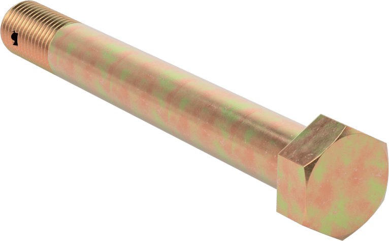 Kadmiyum Kaplamalı Çelik Altıgen Başlı Vida, Çatal Pimli Kilitlenebilir, 3/8"-24 Diş Boyutu, 3-5/64" Uzunluk