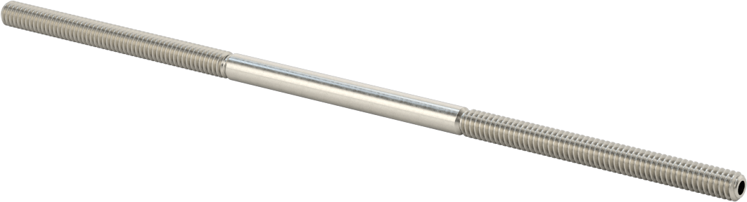 İçi Boş Dişli Saplama, 18-8 Paslanmaz Çelik, 1/4"-20 Diş, 8" Uzunluk
