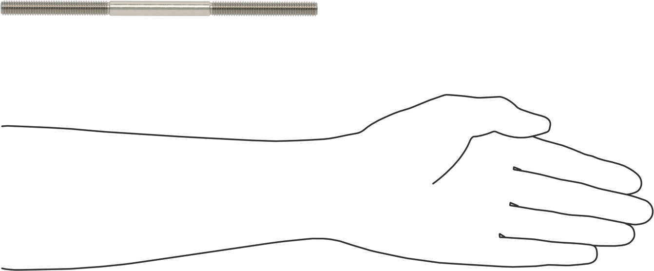 İçi Boş Dişli Saplama, 18-8 Paslanmaz Çelik, 3/8"-16 Diş, 8" Uzunluk