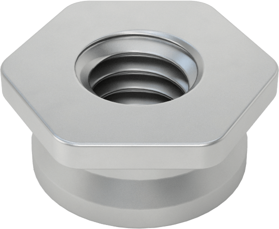 Sac Metal için Gömme Montajlı Pres Geçmeli Somun, M2,5 x 0,45 mm Diş Boyutu, 2,3 mm Minimum Panel Kalınlığı için