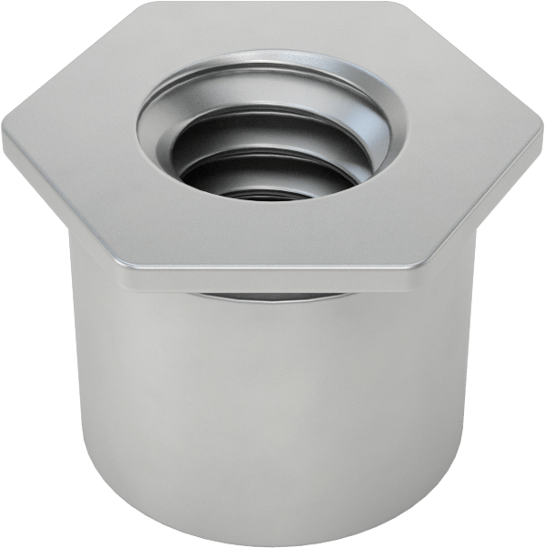 Sac Metal için Gömme Montajlı Pres Geçmeli Somun, 1/4"-20 Diş Boyutu, 0,375" minimum panel kalınlığı için