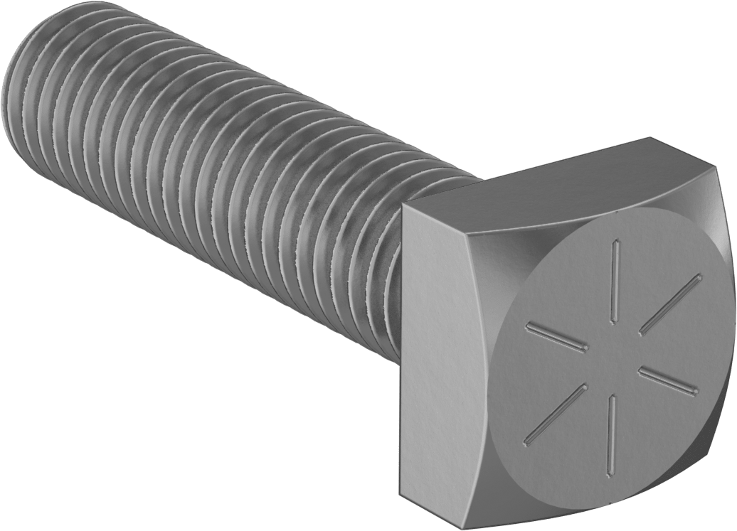 Yüksek Mukavemetli SAE Sınıf 8 Çelik Kare Başlı Vida, 5/8"-11 Diş Boyutu, 2-1/2" Uzunluk