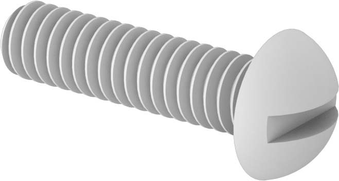 PTFE Dekoratif Yuvarlak Başlı Oluklu Vidalar, Aşırı Sıcaklık, Kimyasal Dayanıklı, 1/4"-20 Diş, 1" Uzunluk