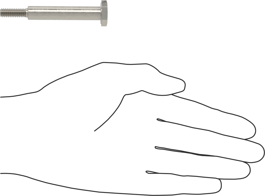 Paslanmaz Çelik Altıgen Başlı Omuzlu Vida, 3/8" Omuz Çapı, 2" Omuz Uzunluğu, 1/4"-20 Diş