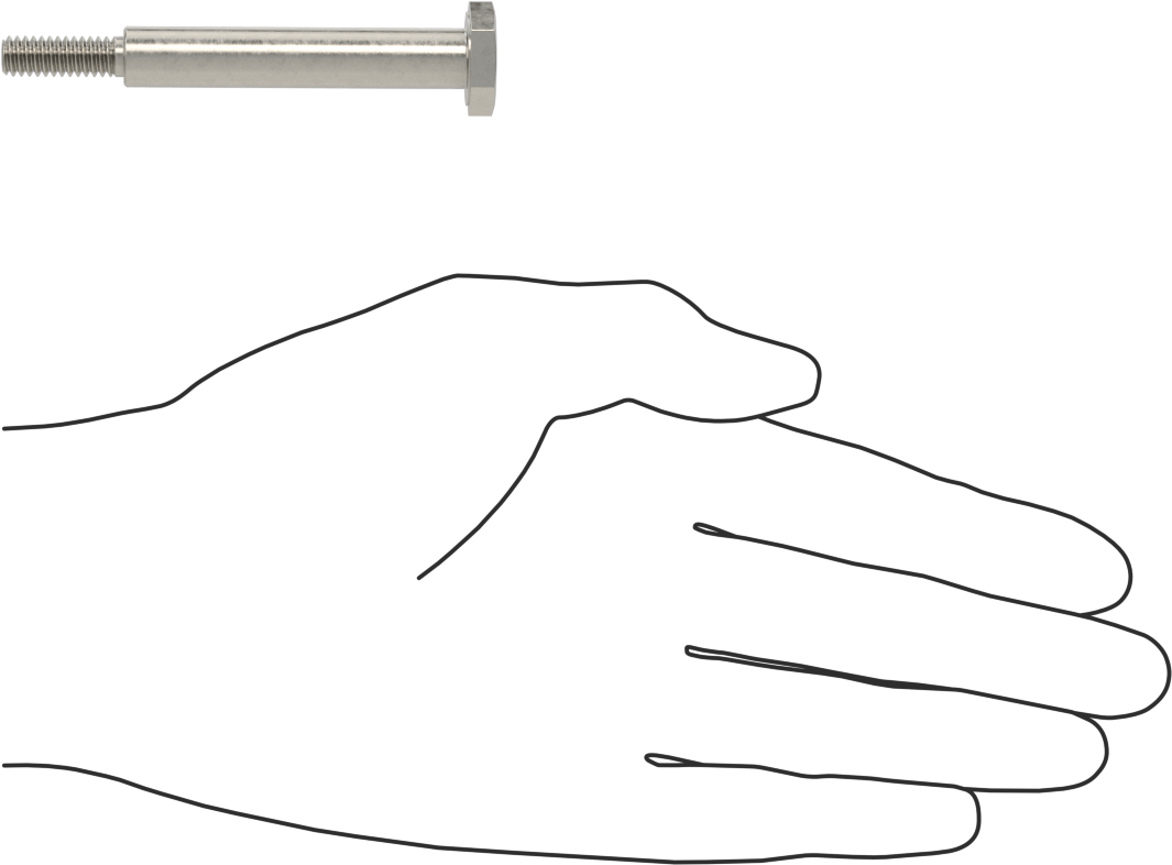 Paslanmaz Çelik Altıgen Başlı Omuzlu Vida, 3/8" Omuz Çapı, 2-1/8" Omuz Uzunluğu, 1/4"-20 Diş