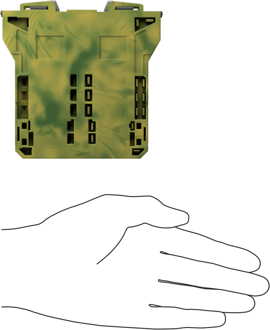 Quick&Secure Modüler DIN-Ray Terminal Bloğu, 1 Devreli Topraklama, 25 mm Genişlik, 2 Terminal