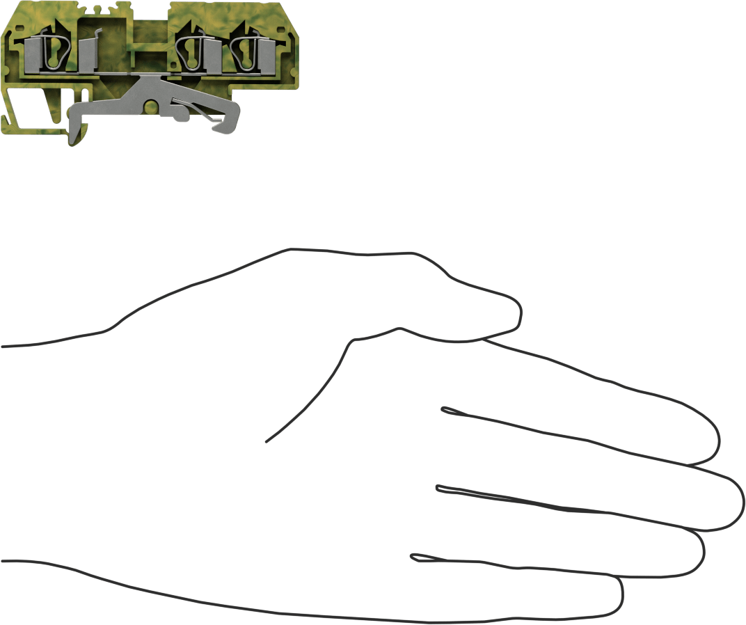 Quick&Secure Modüler DIN-Ray Terminal Bloğu, 1 Devreli Topraklama, 6 mm Genişlik, 3 Terminal