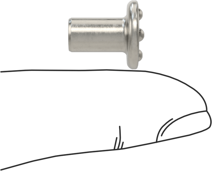 Kaynak Pimleri, Yüzeye Montaj, 1/4" Çap, 1/2" Uzunluk, 18-8 Paslanmaz Çelik