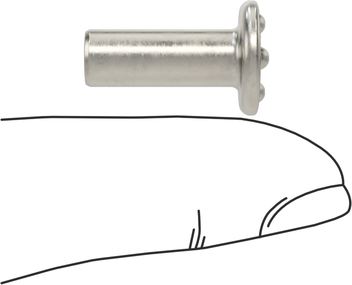 Kaynak Pimleri, Yüzeye Montaj, 1/4" Çap, 3/4" Uzunluk, 18-8 Paslanmaz Çelik