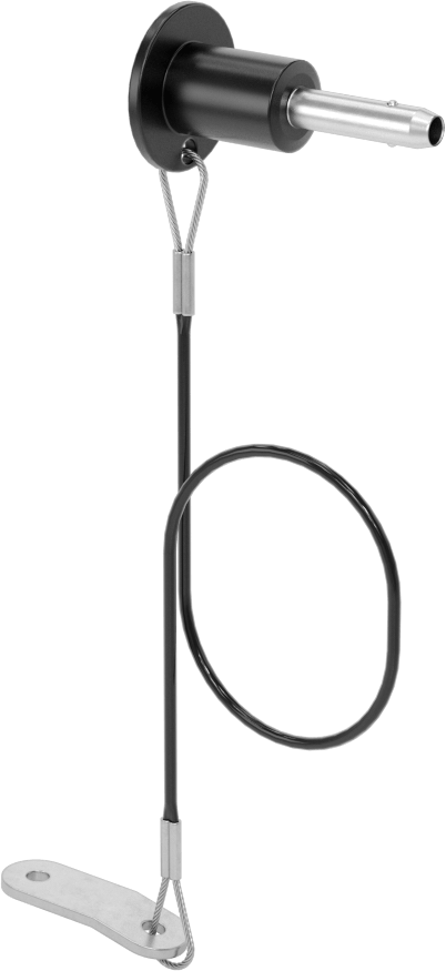 Topuz Tutamaklı Basmalı Düğme Hızlı Açma Pimi, Kordon ile, 3/16" Çap, 1/2" Kullanılabilir Uzunluk