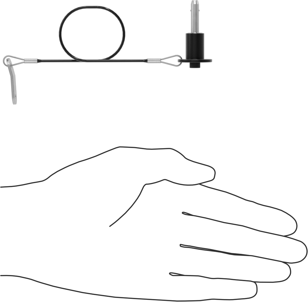 Topuz Tutamaklı Basmalı Düğme Hızlı Açma Pimi, Kordon ile, 3/16" Çap, 1/2" Kullanılabilir Uzunluk