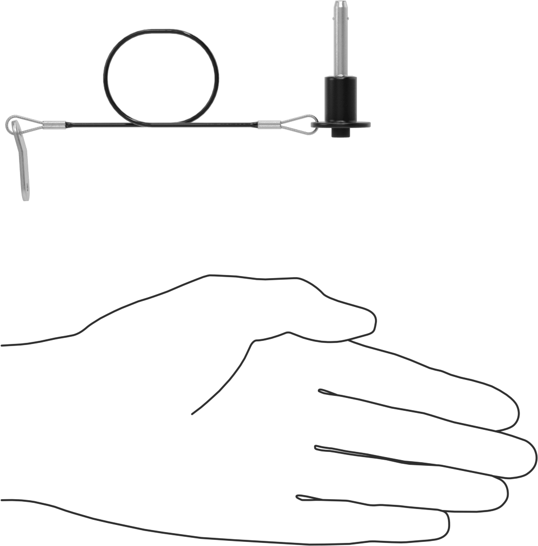 Topuz Tutamaklı Basmalı Düğme Hızlı Açma Pimi, Kordon ile, 3/16" Çap, 3/4" Kullanılabilir Uzunluk