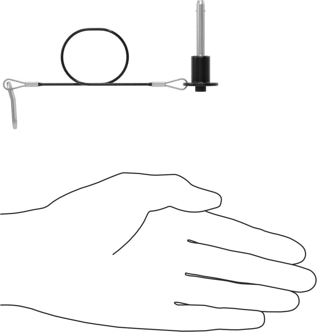 Topuz Tutamaklı Basmalı Düğme Hızlı Açma Pimi, Kordon ile, 3/16" Çap, 1" Kullanılabilir Uzunluk