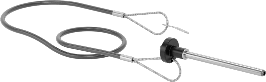 Topuz Tutamaklı Basmalı Düğme Hızlı Açma Pimi, Kordon ile, 3/16" Çap, 2-1/4" Kullanılabilir Uzunluk