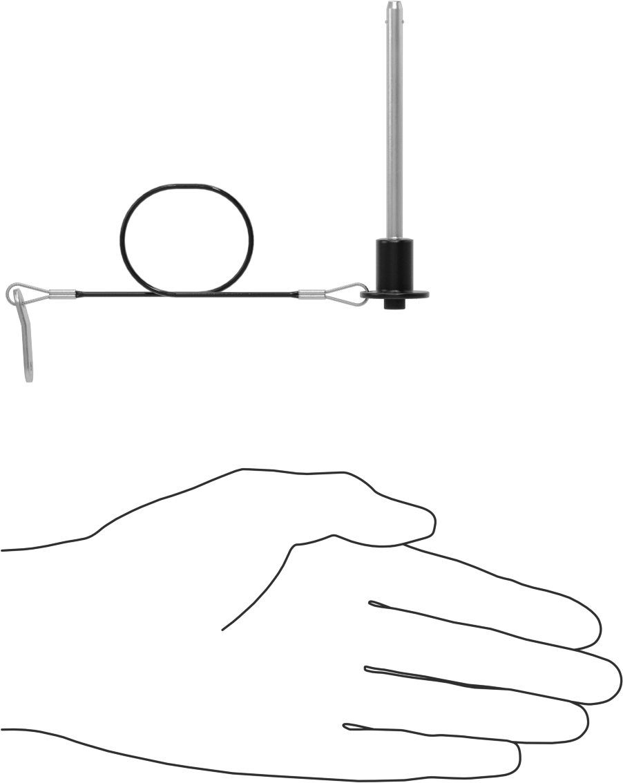 Topuz Tutamaklı Basmalı Düğme Hızlı Açma Pimi, Kordon ile, 3/16" Çap, 2-1/2" Kullanılabilir Uzunluk