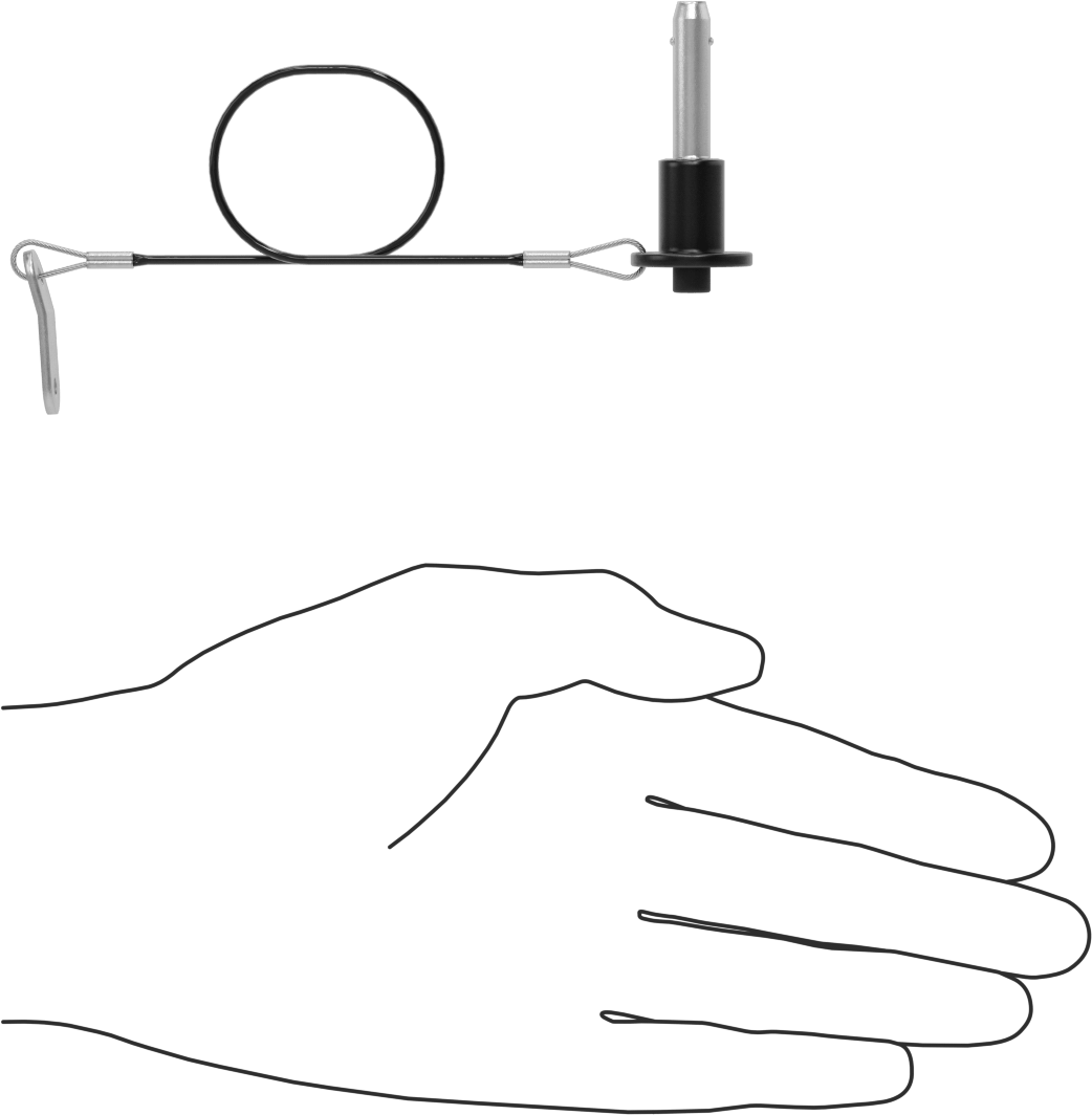 Topuz Tutamaklı Basmalı Düğme Hızlı Açma Pimi, Kordon ile, 1/4" Çap, 3/4" Kullanılabilir Uzunluk