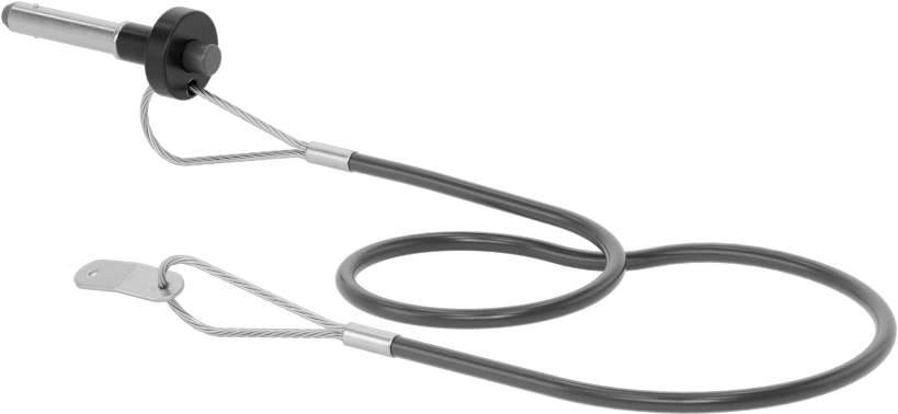 Topuz Tutamaklı Basmalı Düğme Hızlı Açma Pimi, Kordon ile, 1/4" Çap, 7/8" Kullanılabilir Uzunluk