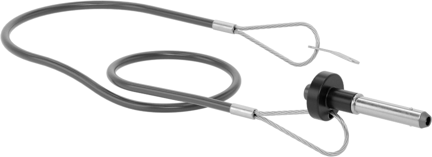 Topuz Tutamaklı Basmalı Düğme Hızlı Açma Pimi, Kordon ile, 1/4" Çap, 7/8" Kullanılabilir Uzunluk