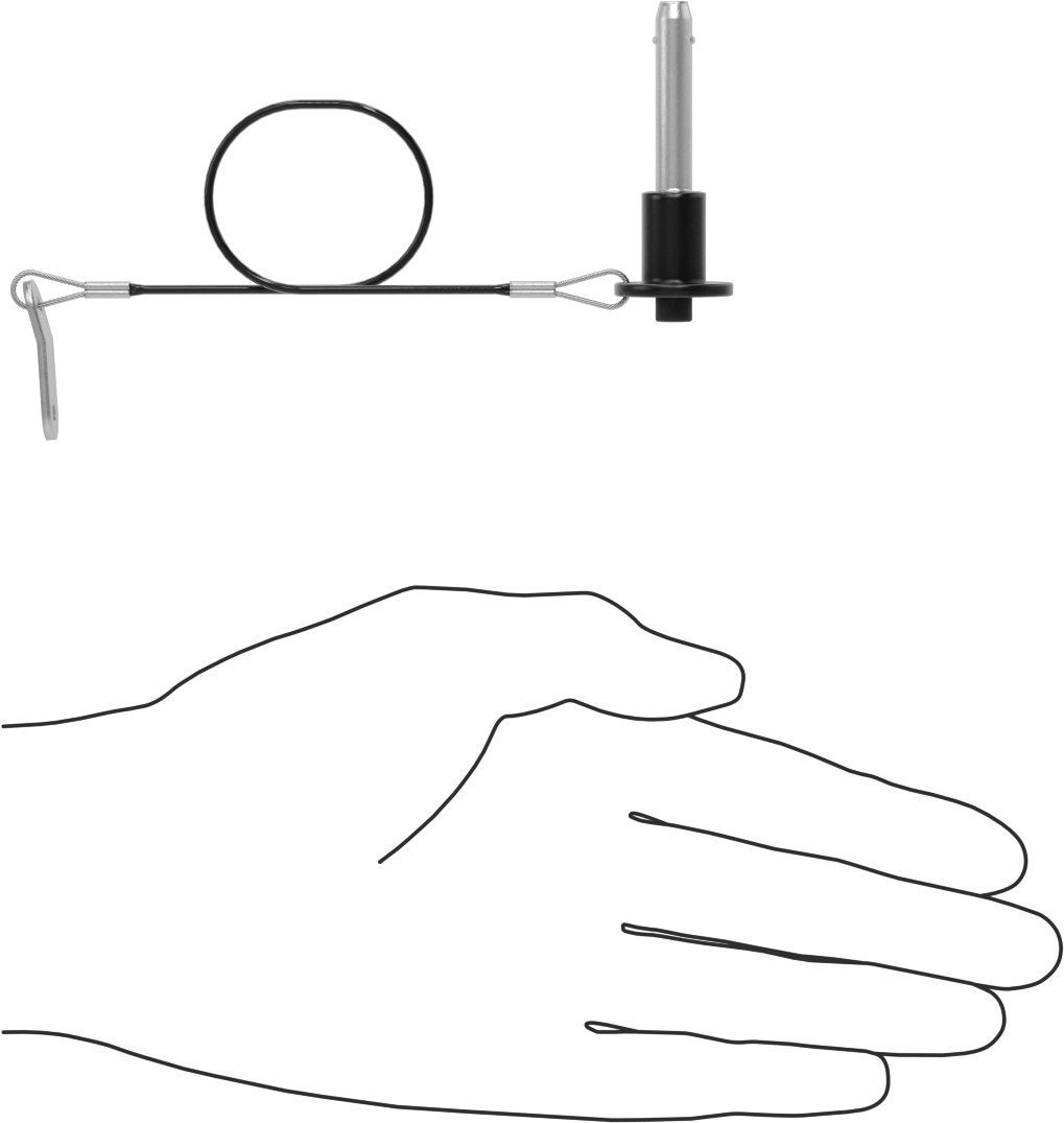 Topuz Tutamaklı Basmalı Düğme Hızlı Açma Pimi, Kordon ile, 1/4" Çap, 1" Kullanılabilir Uzunluk