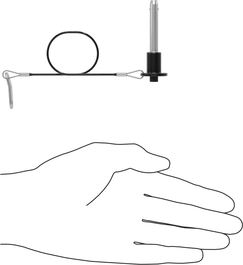 Topuz Tutamaklı Basmalı Düğme Hızlı Açma Pimi, Kordon ile, 1/4" Çap, 1-1/4" Kullanılabilir Uzunluk