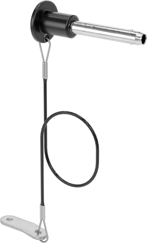 Topuz Tutamaklı Basmalı Düğme Hızlı Açma Pimi, Kordon ile, 1/4" Çap, 1-1/4" Kullanılabilir Uzunluk
