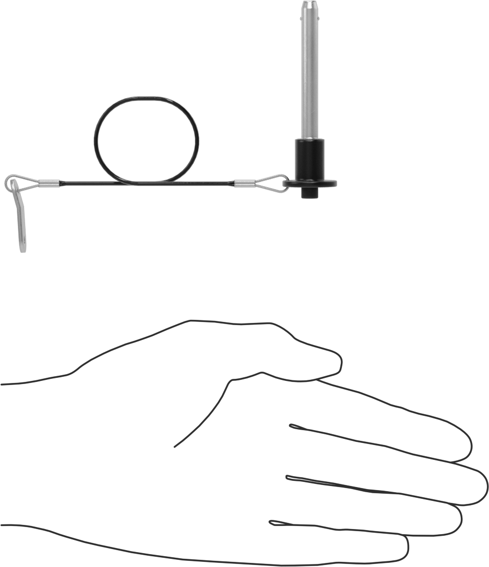 Topuz Tutamaklı Basmalı Düğme Hızlı Açma Pimi, Kordon ile, 1/4" Çap, 1-3/4" Kullanılabilir Uzunluk