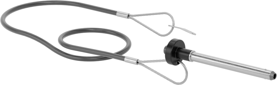 Topuz Tutamaklı Basmalı Düğme Hızlı Açma Pimi, Kordon ile, 1/4" Çap, 2-1/4" Kullanılabilir Uzunluk