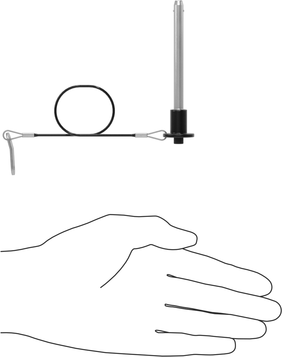 Topuz Tutamaklı Basmalı Düğme Hızlı Açma Pimi, Kordon ile, 1/4" Çap, 2-1/2" Kullanılabilir Uzunluk