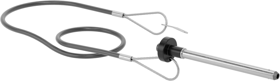 Topuz Tutamaklı Basmalı Düğme Hızlı Açma Pimi, Kordon ile, 1/4" Çap, 2-3/4" Kullanılabilir Uzunluk