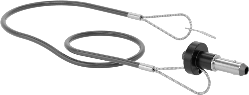 Topuz Tutamaklı Basmalı Düğme Hızlı Açma Pimi, Kordon ile, 5/16" Çap, 1/2" Kullanılabilir Uzunluk