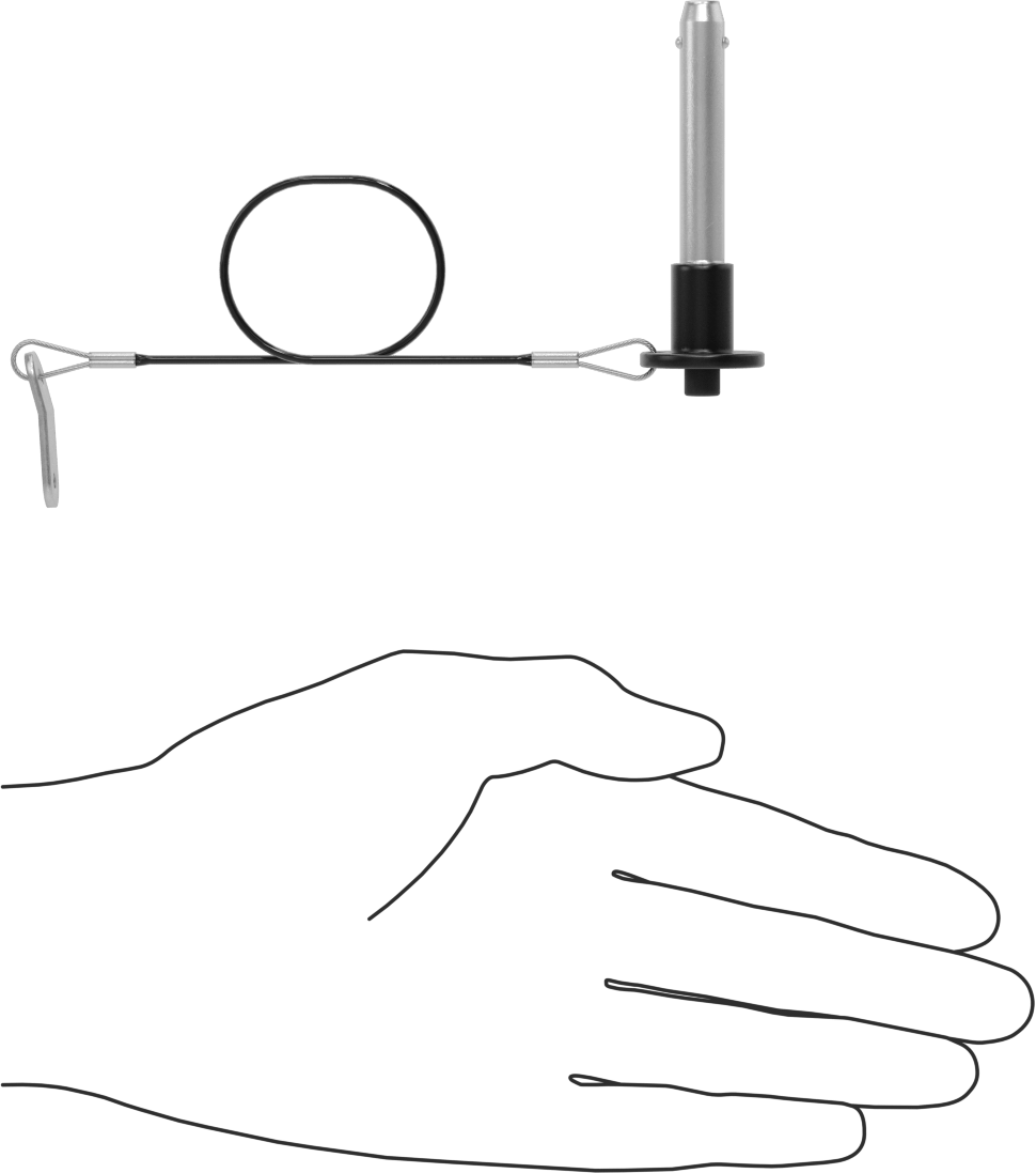 Topuz Tutamaklı Basmalı Düğme Hızlı Açma Pimi, Kordon ile, 5/16" Çap, 1-1/2" Kullanılabilir Uzunluk